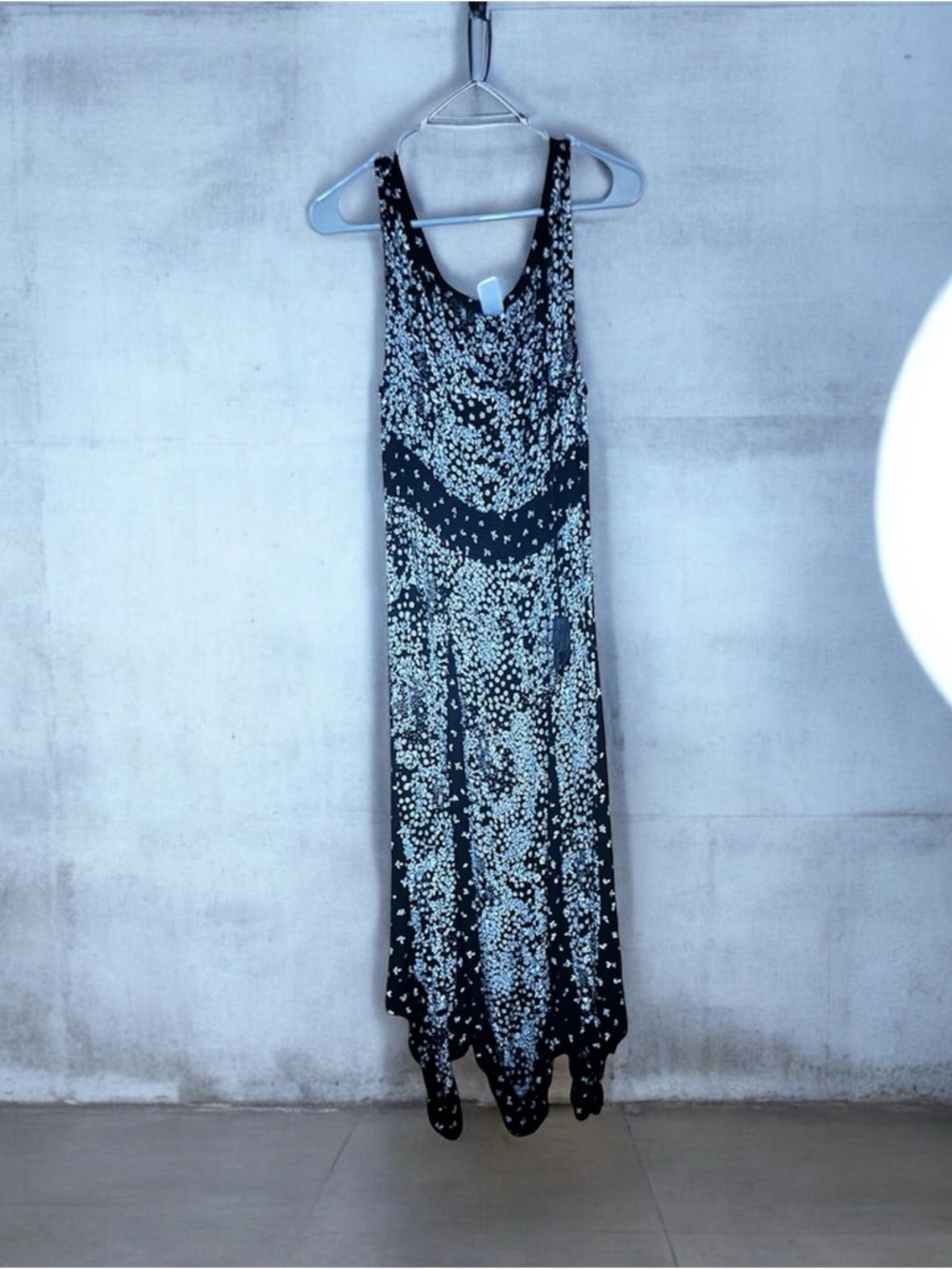 Bila Black Maxi Dress with White Dotted Floral Print